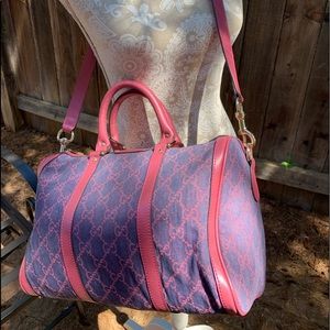 GUCCI Speedy Dark Pink Pearl Leather w/ Pale Denim